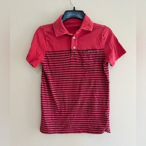 Vineyard Vines Kids Heritage 100% Cotton Striped Short-Sleeve Polo, Red/Navy, M